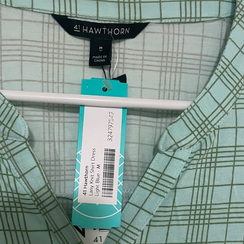 41 Hawthorn Mint Checkered Long Sleeve Dress women’s medium -NWT - Picture 2 of 6